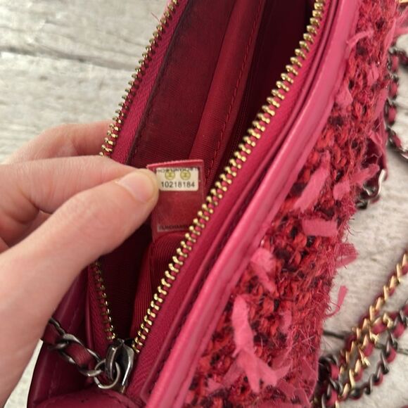 Vintage Y2K Pink Preppy Tweed 2 Way Shoulder Crossbody Bag - Picture 7 of 10